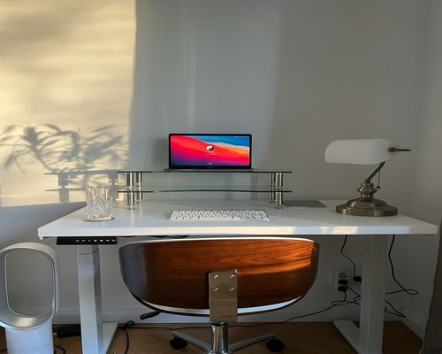 Minimalist desk setup with balanced illumination